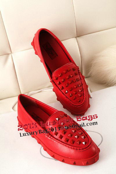 Valentino Sheepskin Leather Rivet Flat VT301YZM Red