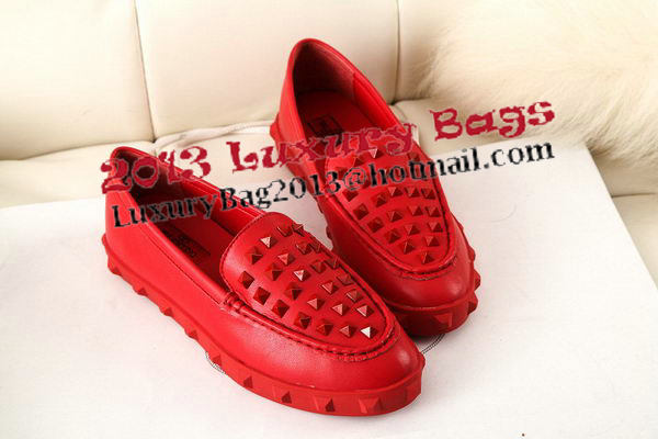 Valentino Sheepskin Leather Rivet Flat VT301YZM Red