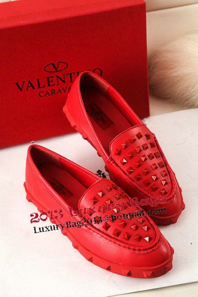 Valentino Sheepskin Leather Rivet Flat VT301YZM Red