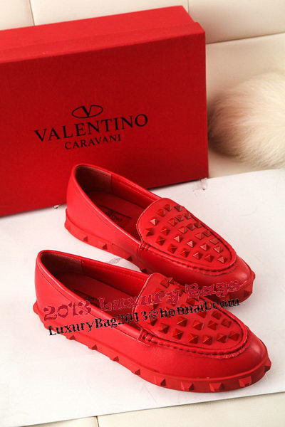 Valentino Sheepskin Leather Rivet Flat VT301YZM Red