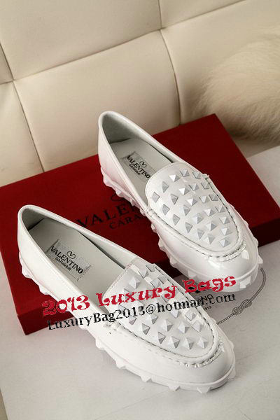 Valentino Sheepskin Leather Rivet Flat VT301YZM White