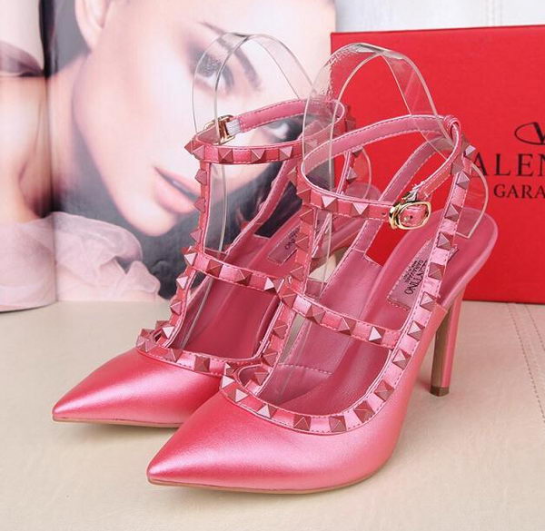 Valentino Smooth Leather Rivet 100mm Sandal VT258YZM Rose