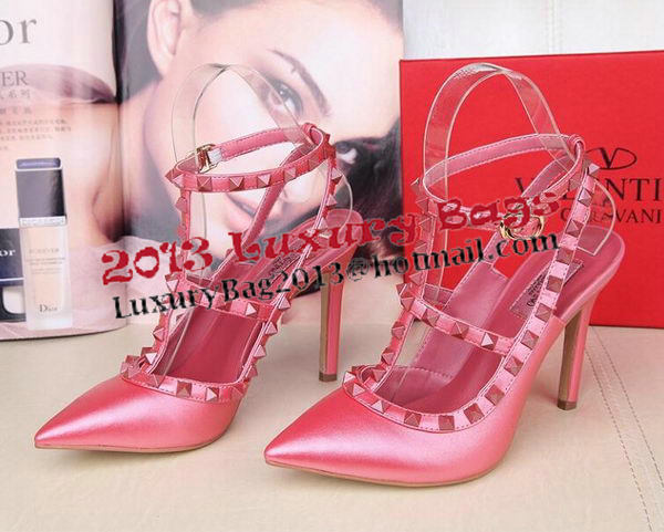 Valentino Smooth Leather Rivet 100mm Sandal VT258YZM Rose