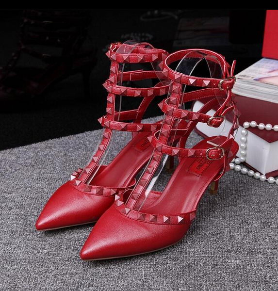 Valentino Smooth Leather Rivet 65mm Sandal VT253YZM Red