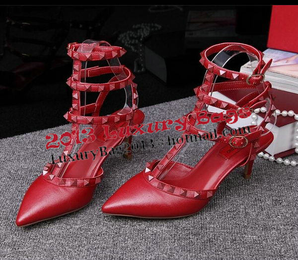 Valentino Smooth Leather Rivet 65mm Sandal VT253YZM Red