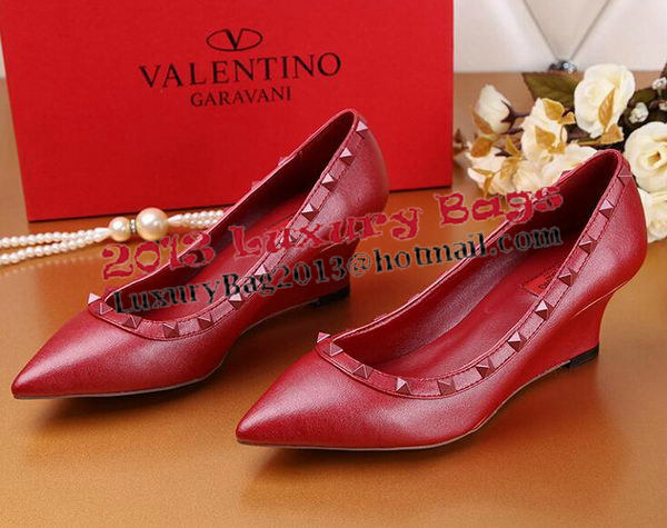 Valentino Smooth Leather Rivet Pump VT233YZM Red