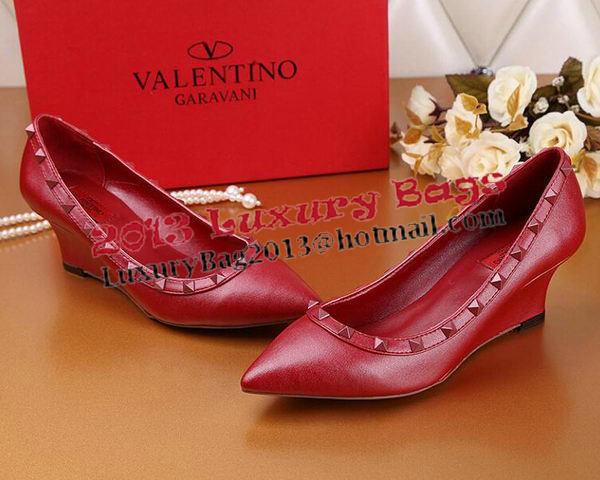 Valentino Smooth Leather Rivet Pump VT233YZM Red