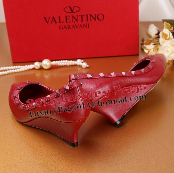 Valentino Smooth Leather Rivet Pump VT233YZM Red