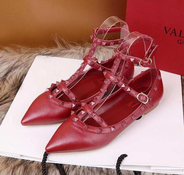 Valentino Smooth Leather Rivet Sandal VT228YZM Red