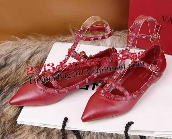 Valentino Smooth Leather Rivet Sandal VT228YZM Red