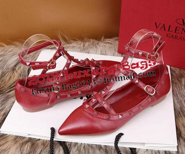Valentino Smooth Leather Rivet Sandal VT228YZM Red