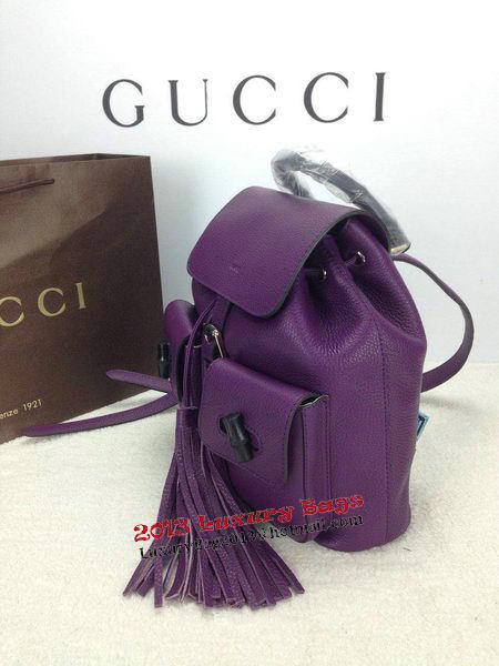 Gucci Original Bamboo Leather Backpack 370833 Purple