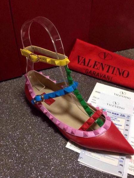 Valentino Multicolour Leather Flat VT365AML Red