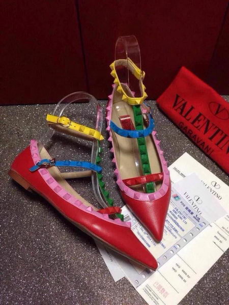 Valentino Multicolour Leather Flat VT365AML Red