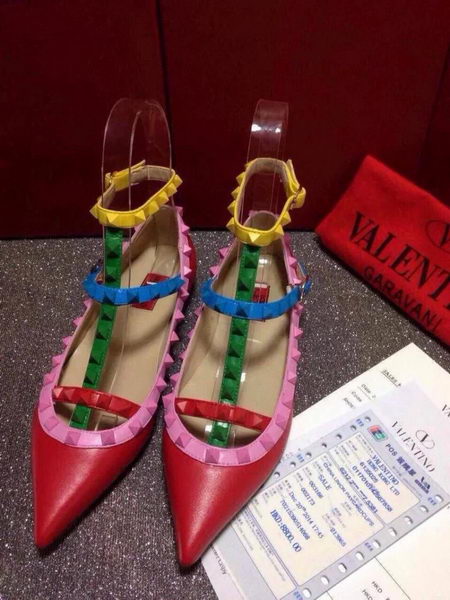 Valentino Multicolour Leather Flat VT365AML Red