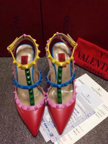 Valentino Multicolour Leather Flat VT366AML Red