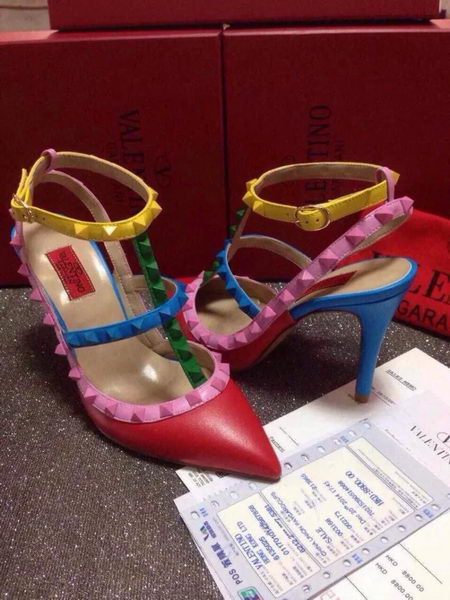 Valentino Multicolour Leather Flat VT366AML Red