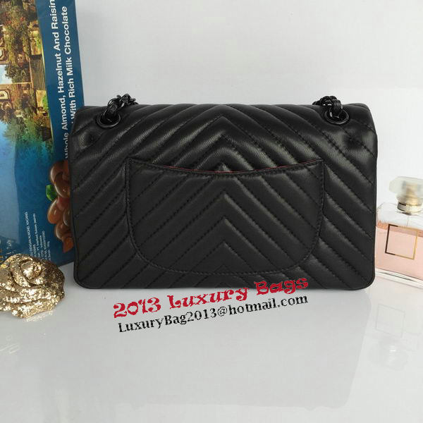 Chanel Lambskin Chevron Quilting Classic Flap Bag AO1112 Black