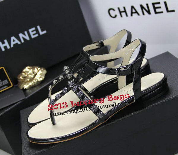 Chanel Patent Leather Sandals CH1060 Black