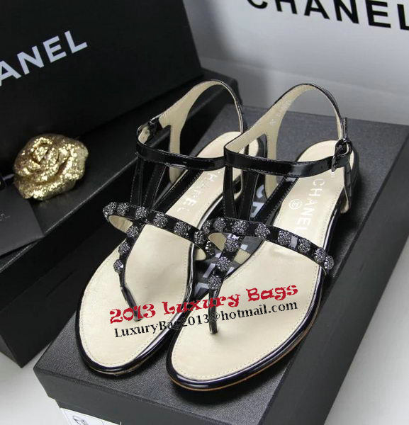 Chanel Patent Leather Sandals CH1060 Black