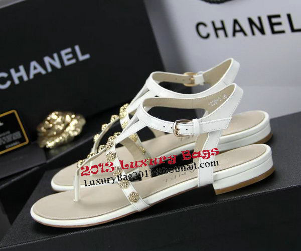 Chanel Patent Leather Sandals CH1060 OffWhite