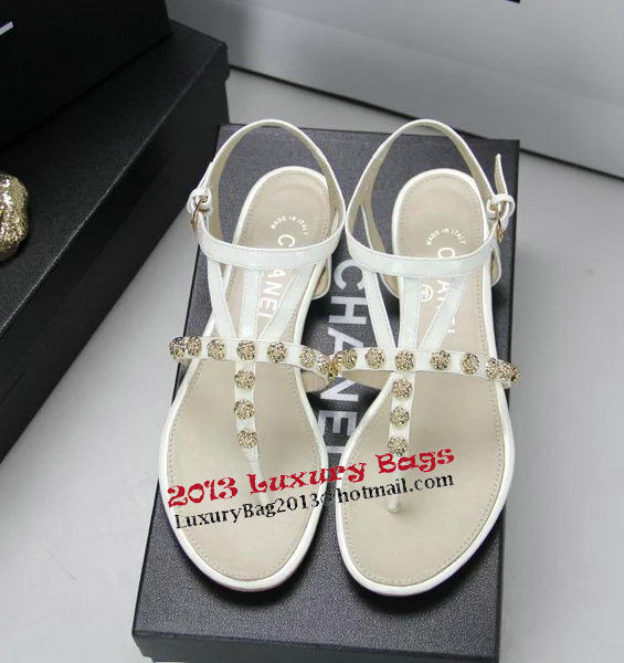 Chanel Patent Leather Sandals CH1060 OffWhite