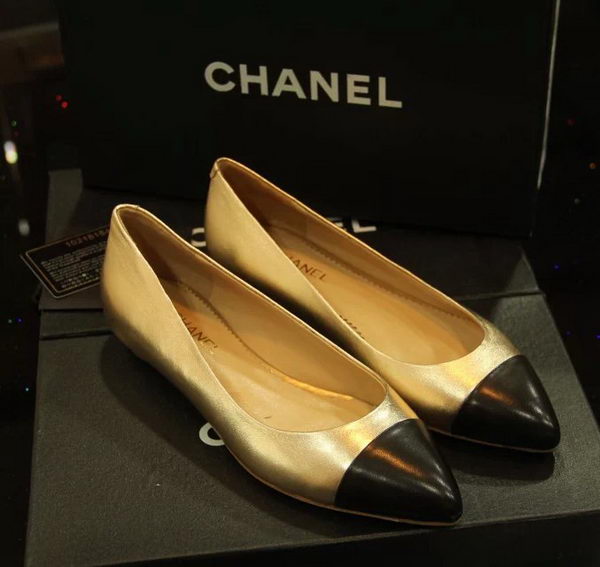 Chanel Sheepskin Leather Ballerina Flat CH1074 Gold