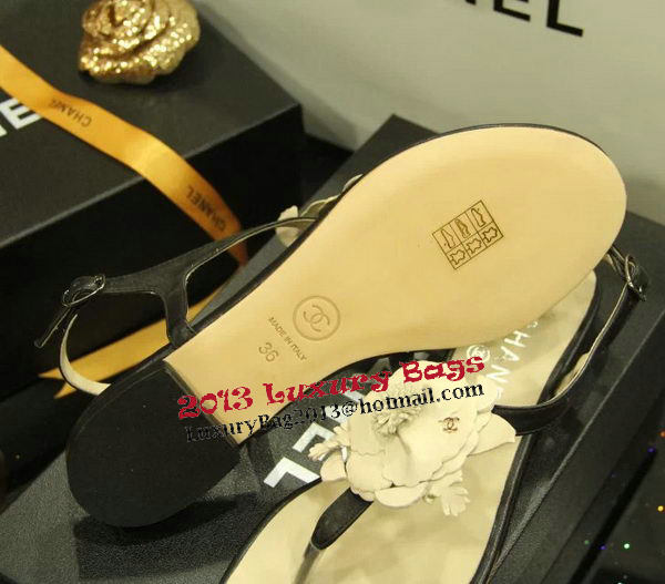 Chanel Sheepskin Leather Sandals CH1067 Black&Apricot