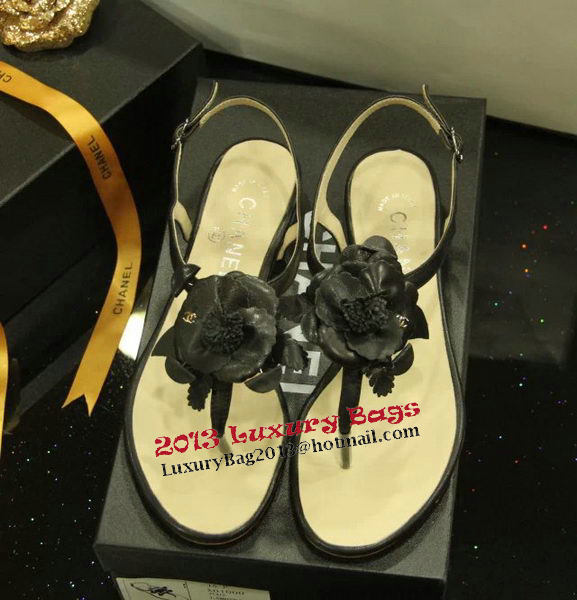 Chanel Sheepskin Leather Sandals CH1067 Black