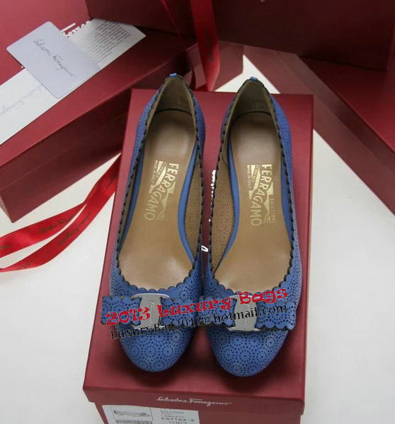 Ferragamo Cutout Leather Pump FL0491 Blue