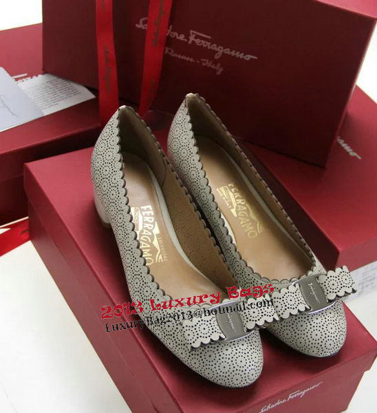 Ferragamo Cutout Leather Pump FL0491 Grey