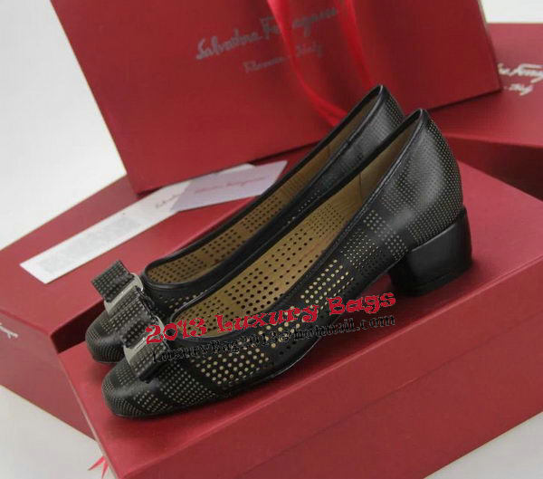 Ferragamo Cutout Leather Pump FL0498 Black