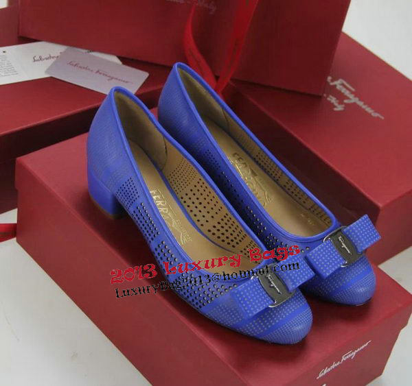 Ferragamo Cutout Leather Pump FL0498 Blue