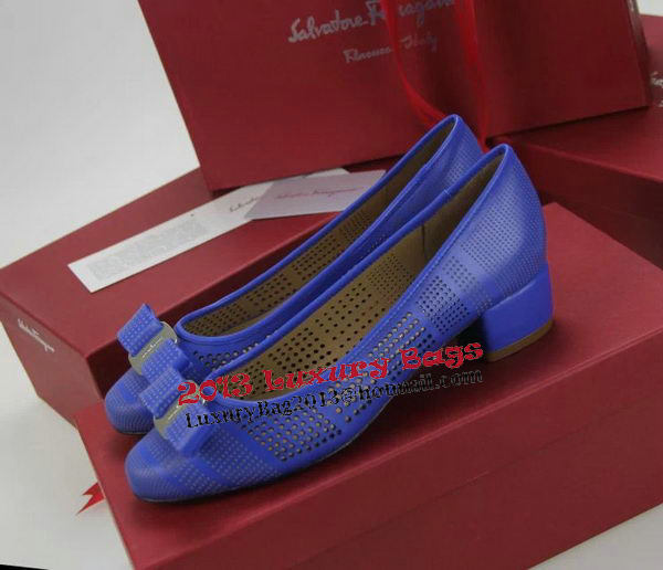 Ferragamo Cutout Leather Pump FL0498 Blue