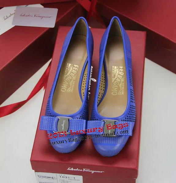 Ferragamo Cutout Leather Pump FL0498 Blue