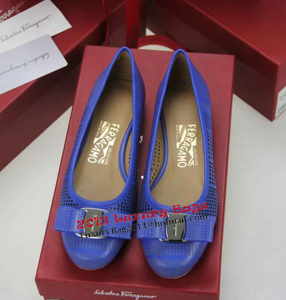 Ferragamo Cutout Leather Pump FL0509 Blue