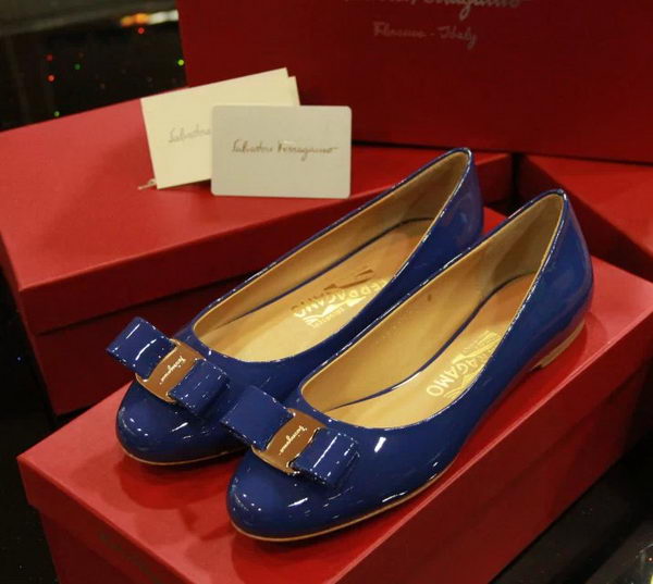 Ferragamo Patent Leather Ballerina FL0511 Blue