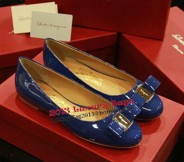 Ferragamo Patent Leather Ballerina FL0511 Blue