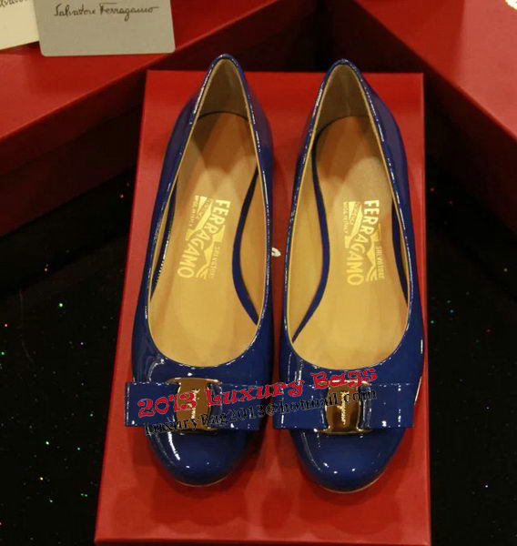 Ferragamo Patent Leather Ballerina FL0511 Blue