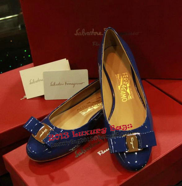 Ferragamo Patent Leather Ballerina FL0511 Blue