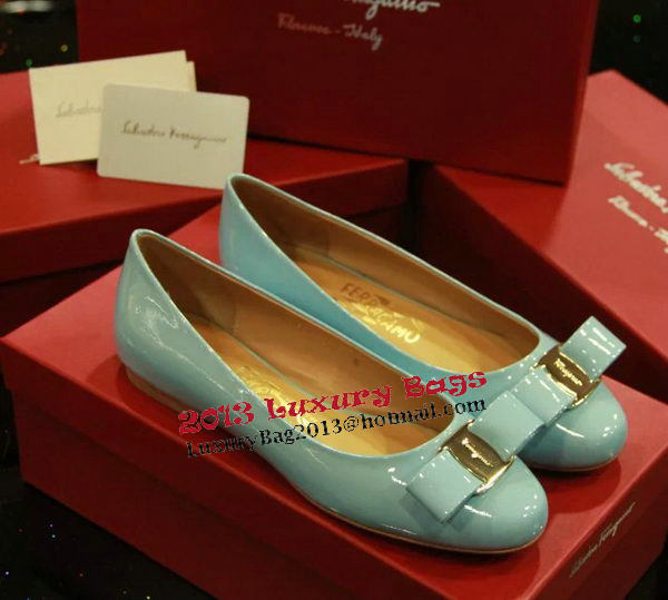 Ferragamo Patent Leather Ballerina FL0512 SkyBlue