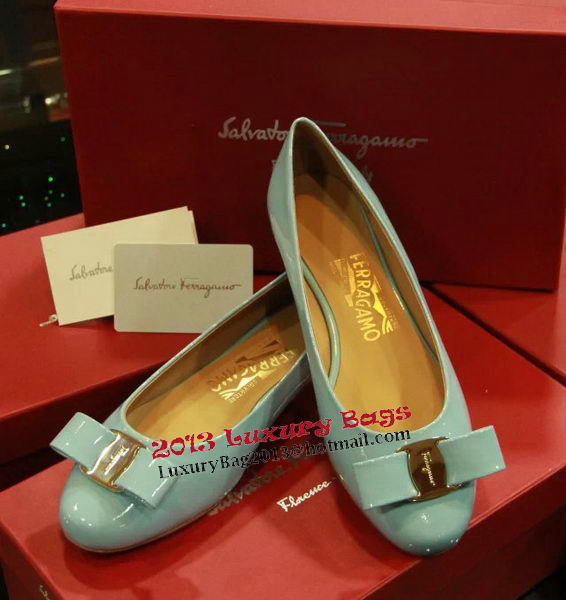 Ferragamo Patent Leather Ballerina FL0512 SkyBlue