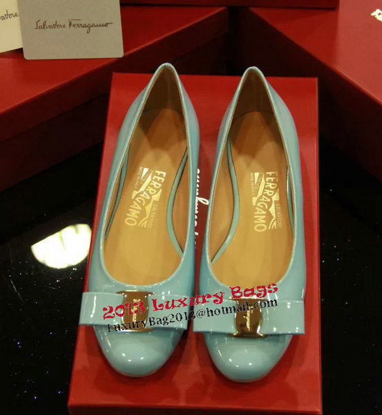 Ferragamo Patent Leather Ballerina FL0512 SkyBlue