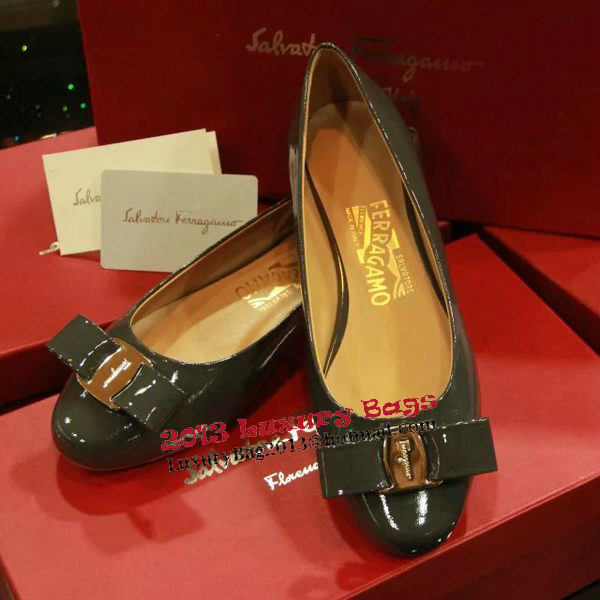 Ferragamo Patent Leather Ballerina FL0513 Dark Green