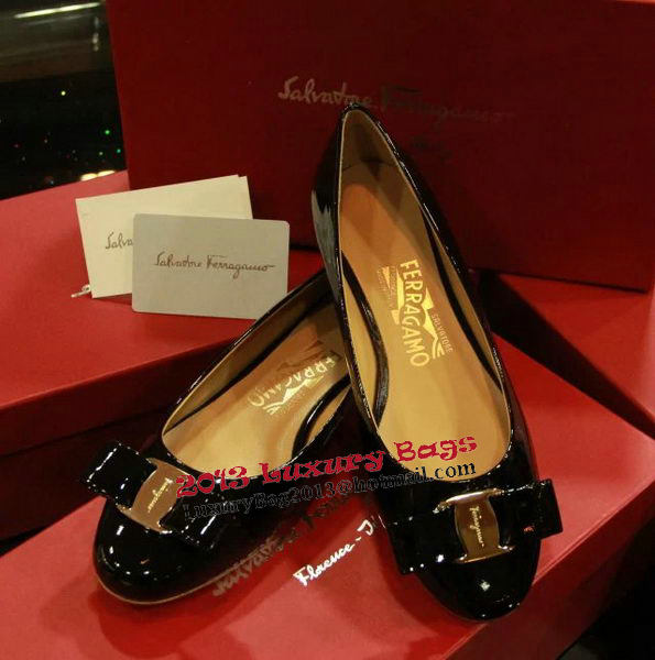 Ferragamo Patent Leather Ballerina FL0514 Black