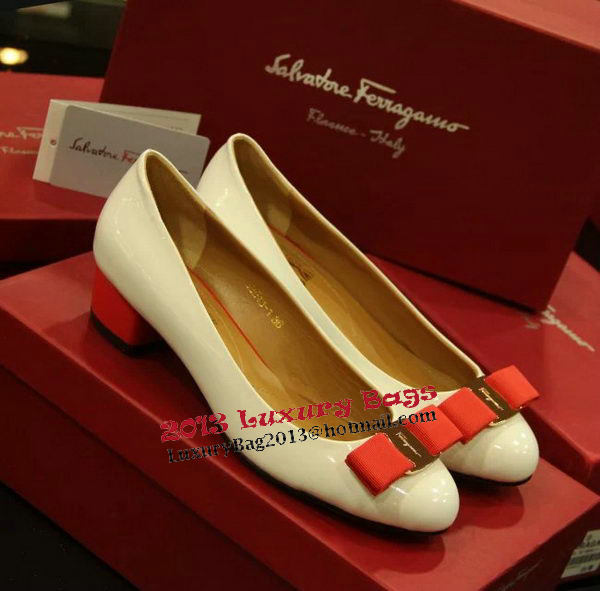 Ferragamo Patent Leather Pump FL0523 White