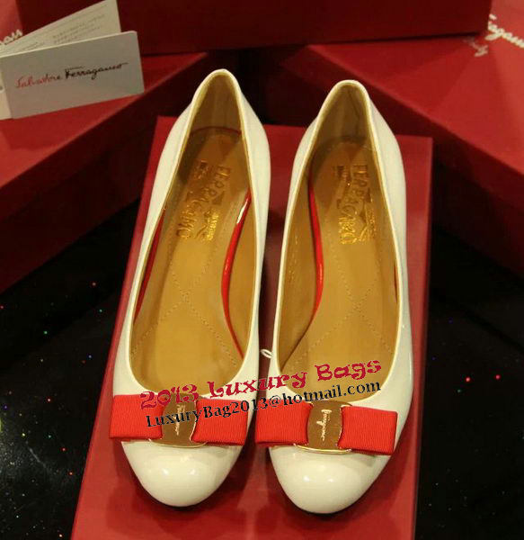 Ferragamo Patent Leather Pump FL0523 White