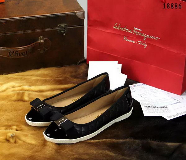 Ferragamo Sheepskin Leather Ballerina FL0536 Black