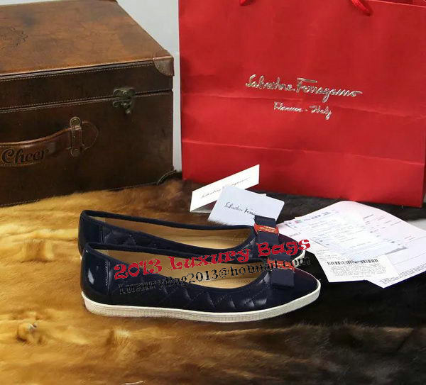 Ferragamo Sheepskin Leather Ballerina FL0536 Blue