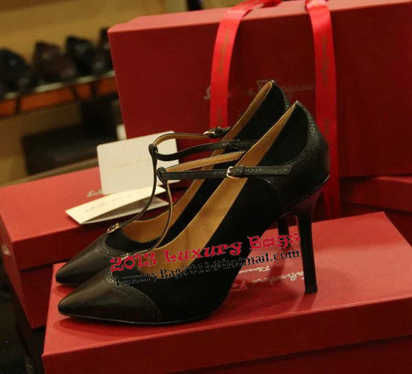 Ferragamo Suede Leather Pump FL0539 Black